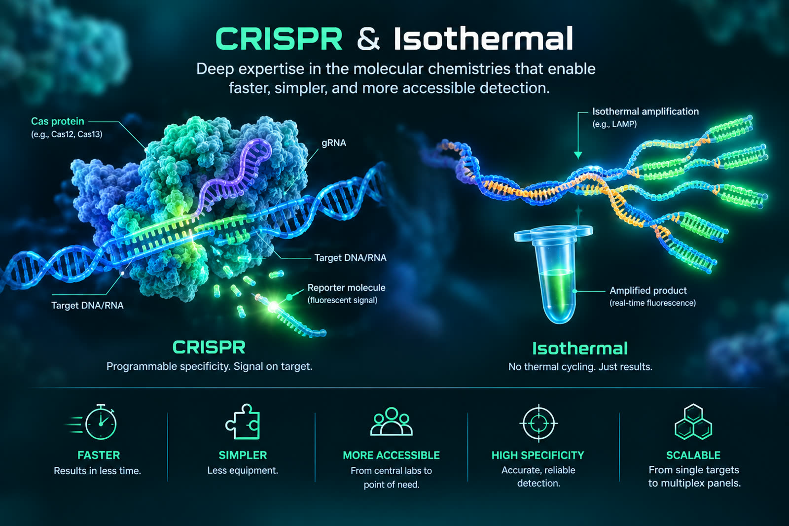 CRISPR and isothermal detection chemistry